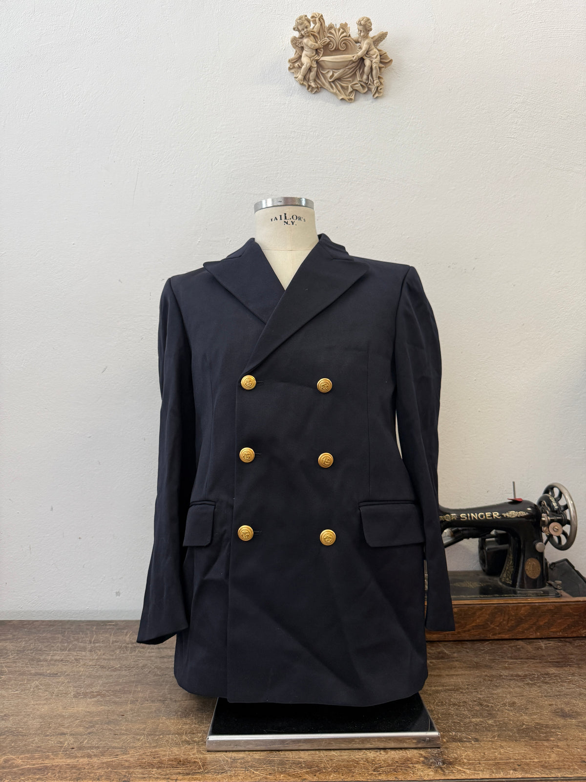 Vintage Italian Navy Double Breasted Jacket “M”