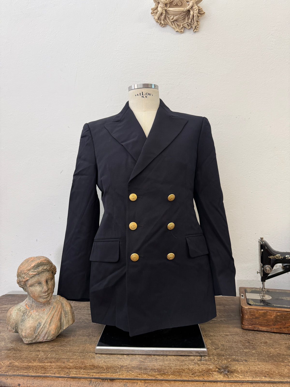 Vintage Italian Navy Double Breasted Jacket “M/L”