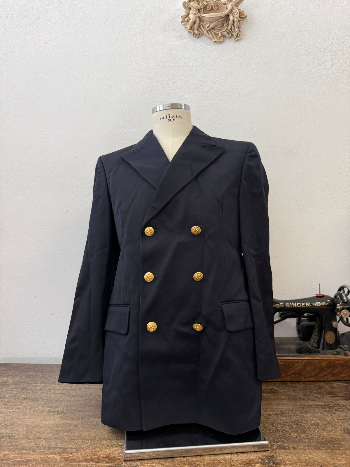 Vintage Italian Navy Double Breasted Jacket “M”