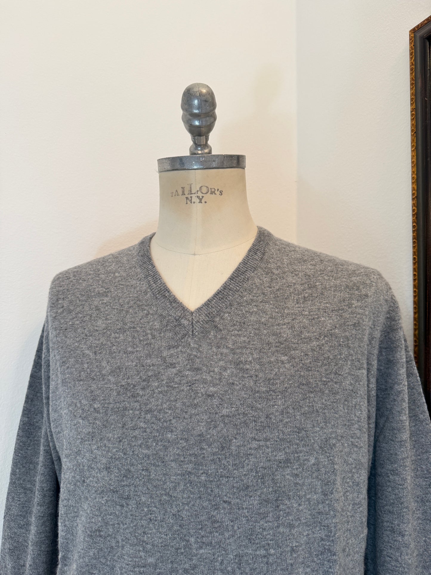 Essential Grey V-Neck Sweater - Made in Italy