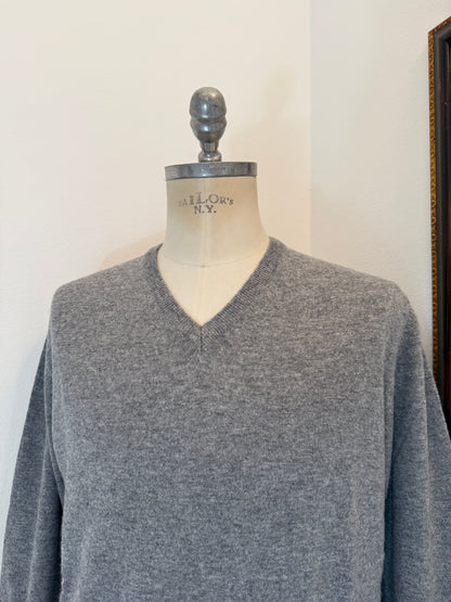 Essential Grey V-Neck Sweater - Made in Italy