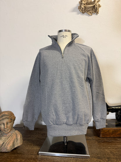 Raglan Grey Half Zip Sweatshirt - Made in Italy