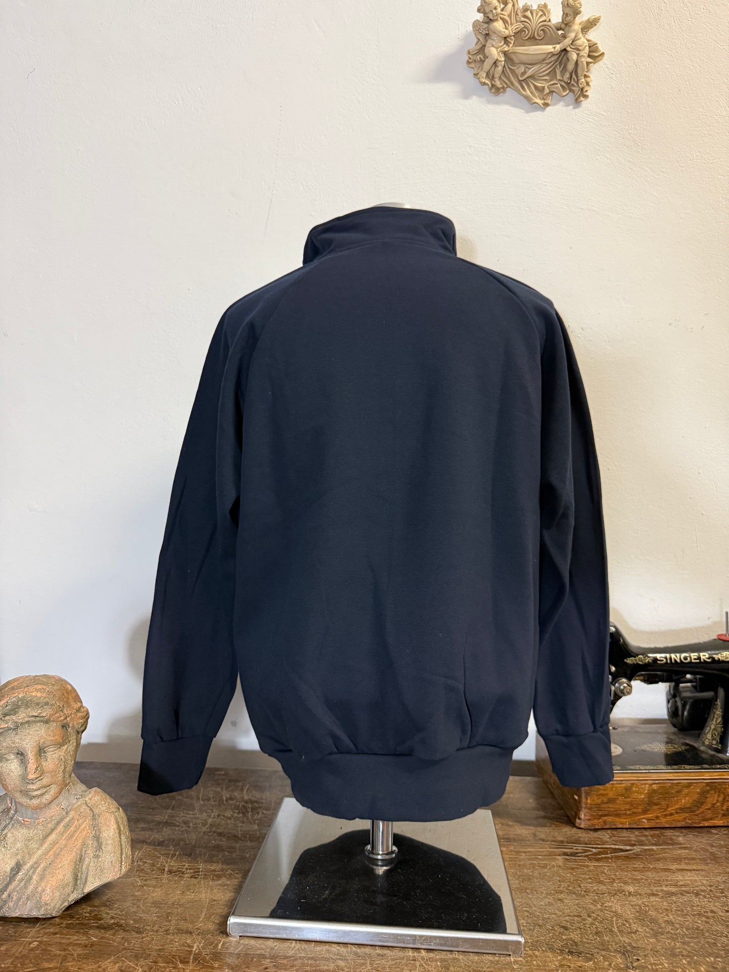 Raglan Blue Navy Half Zip Sweatshirt - Made in Italy