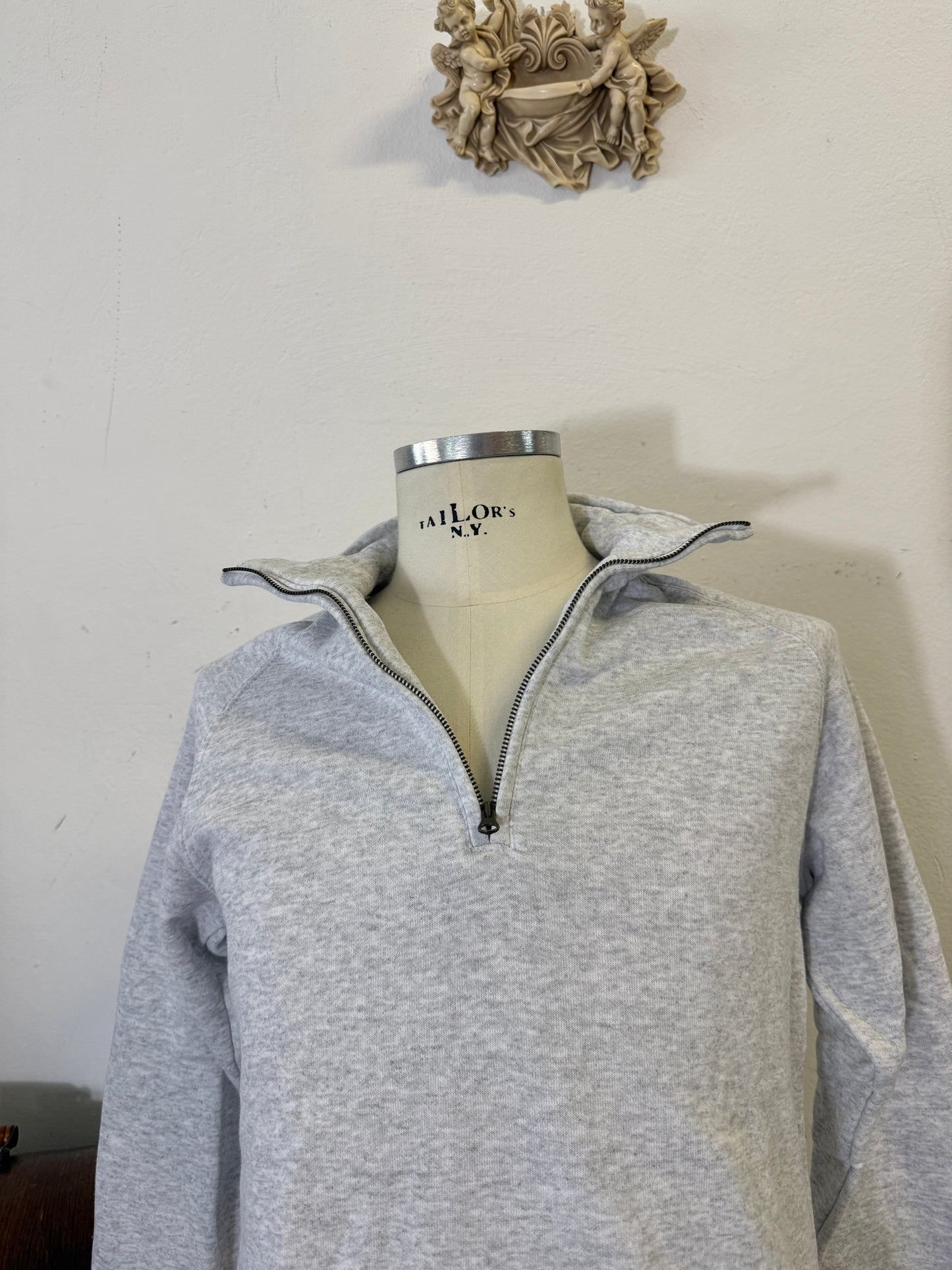 Raglan Grey Half Zip Sweatshirt