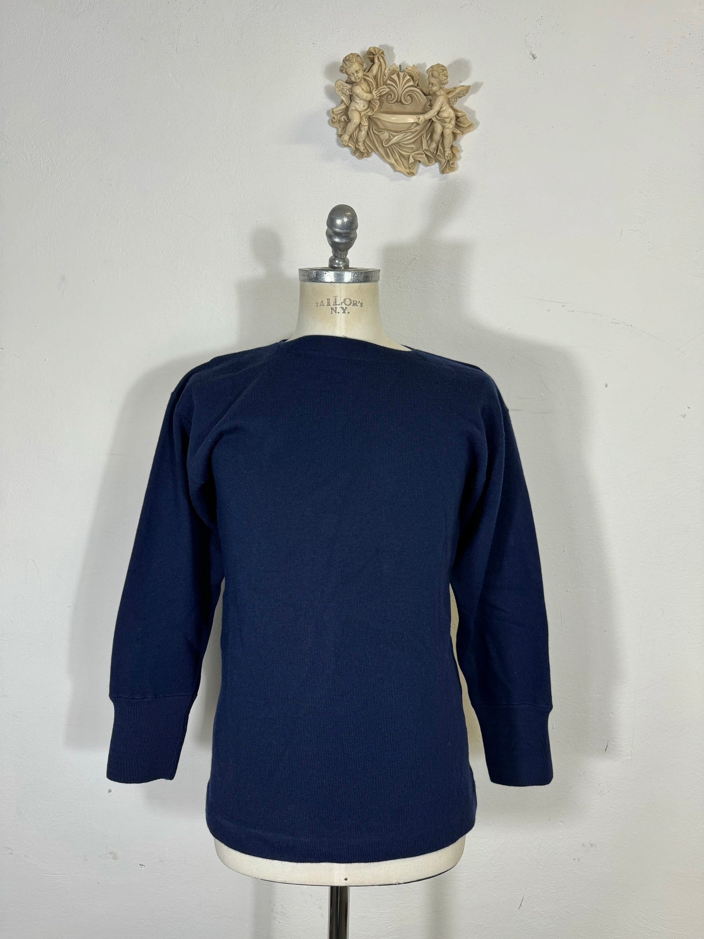 Deadstock Italian Navy Boat Neck Sweater