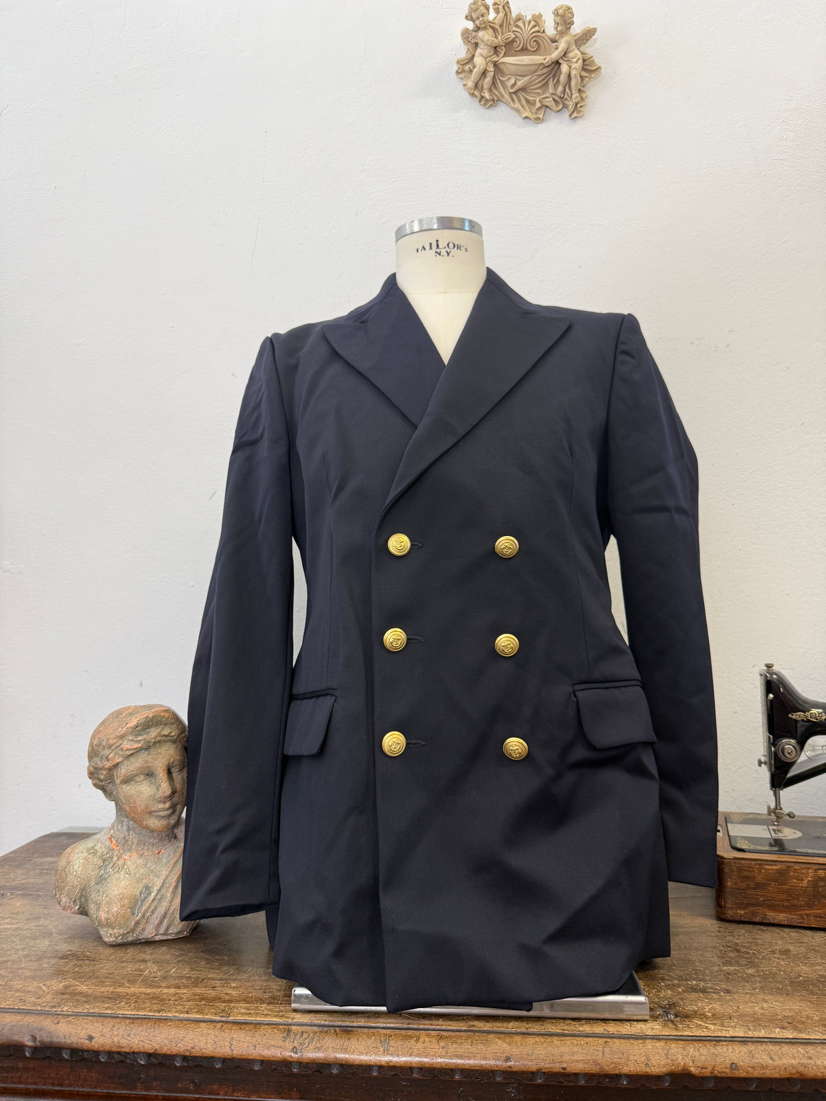 Vintage Italian Navy Double Breasted Jacket “XL”