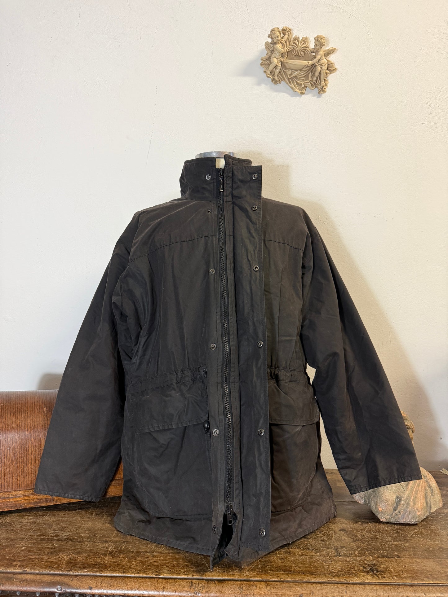Vintage Black Wax Jacket Barbour Made in England “XL”
