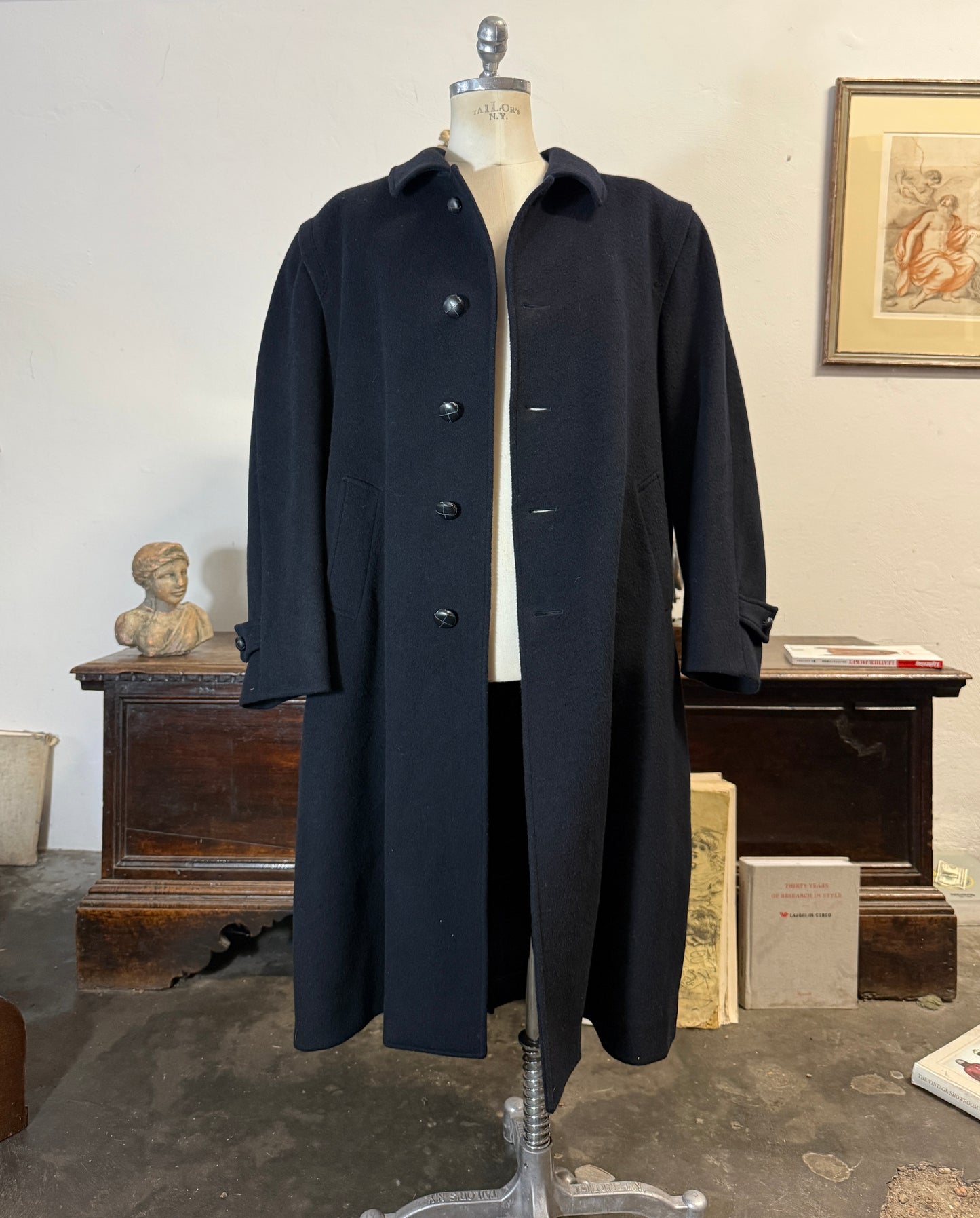 Vintage 90’s Loden Coat - Blue Navy “XL”