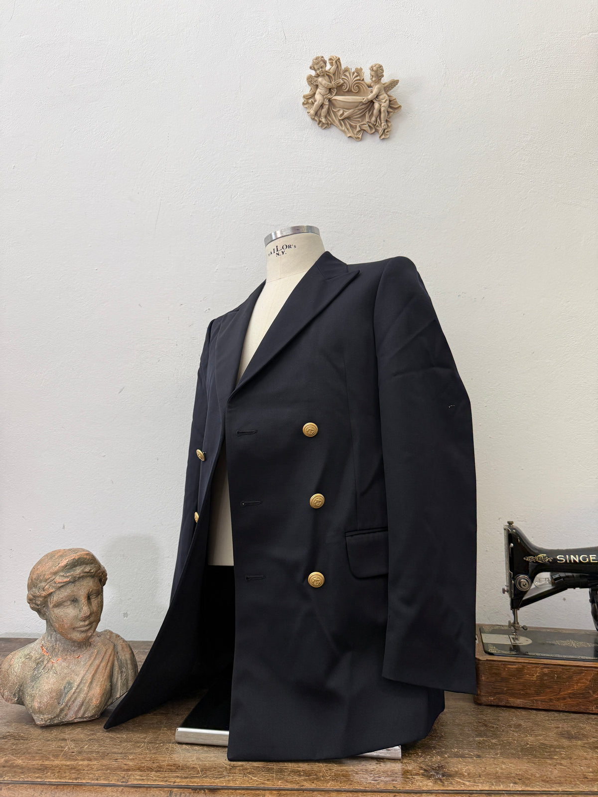 Vintage Italian Navy Double Breasted Jacket “M”