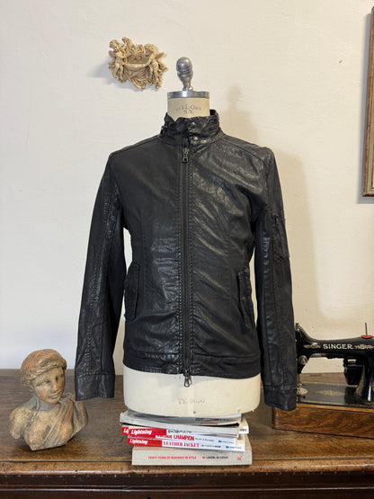 Glossy Leather-Effect Cotton Jacket “S”