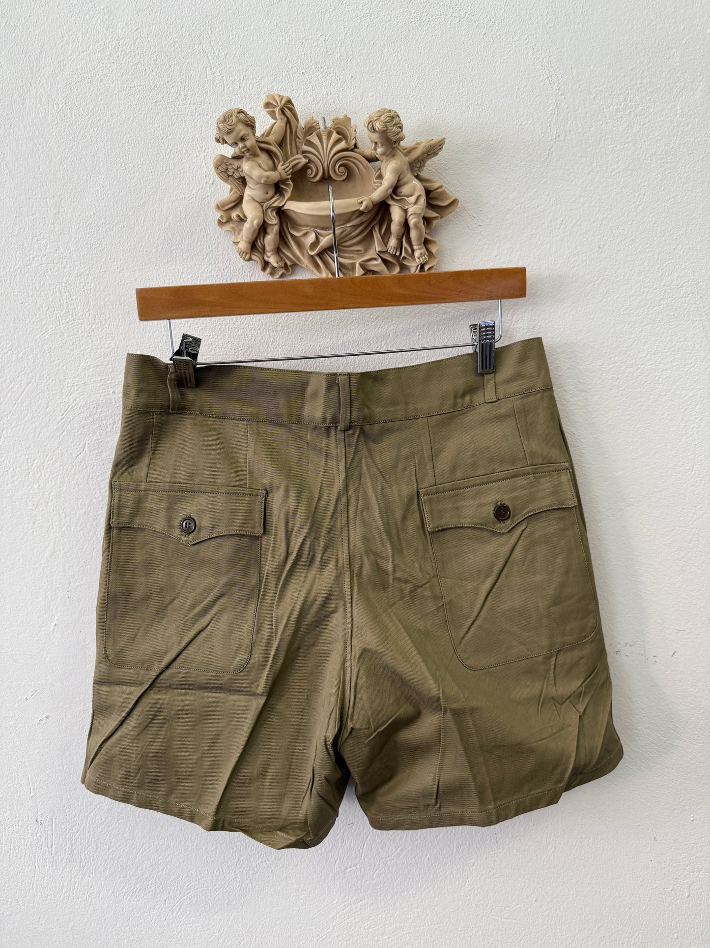 Vintage Italian Army Bermuda Shorts with Buttons 86 cm