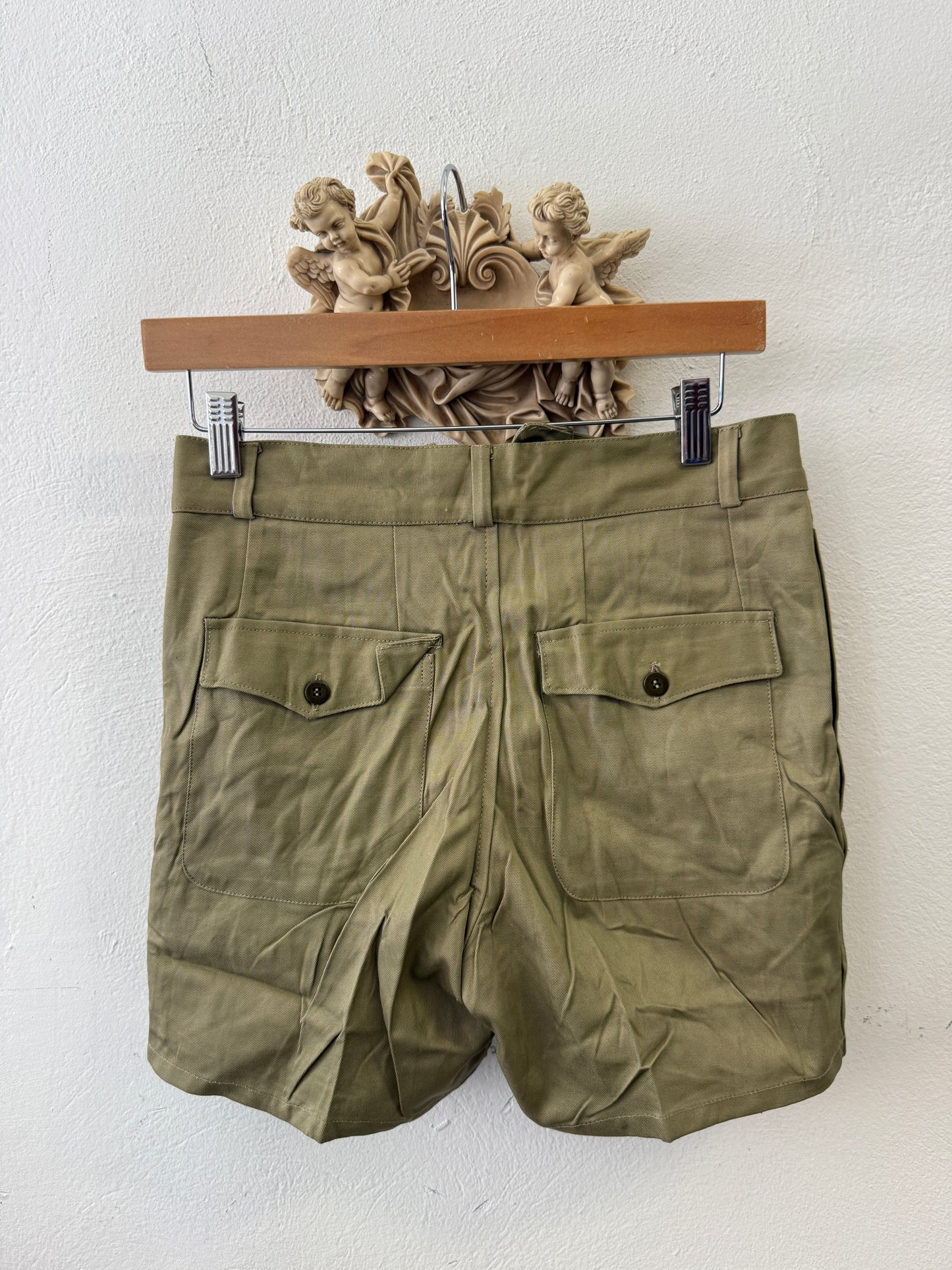 Vintage Italian Army Shorts with Buttons 74 cm