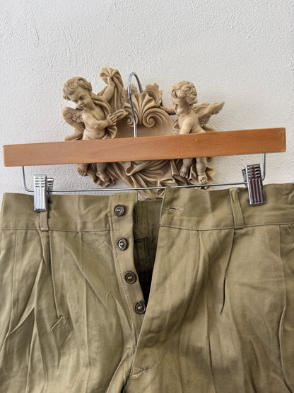 Vintage Italian Army Shorts with Buttons 76 cm