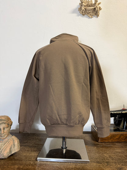 Raglan Brown Half Zip Sweatshirt - Made in Italy