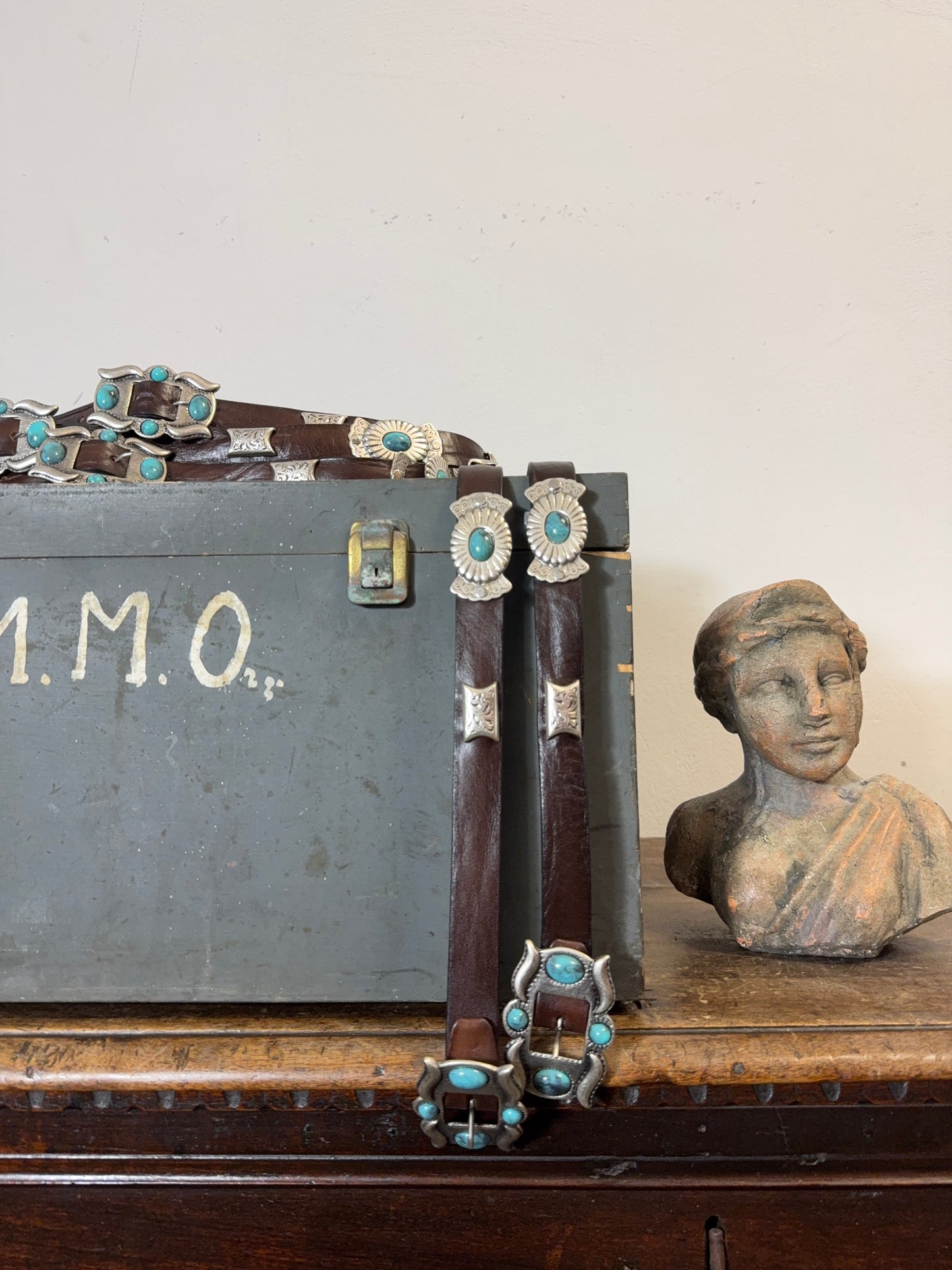Western Concho Belt with Turquoise Accents