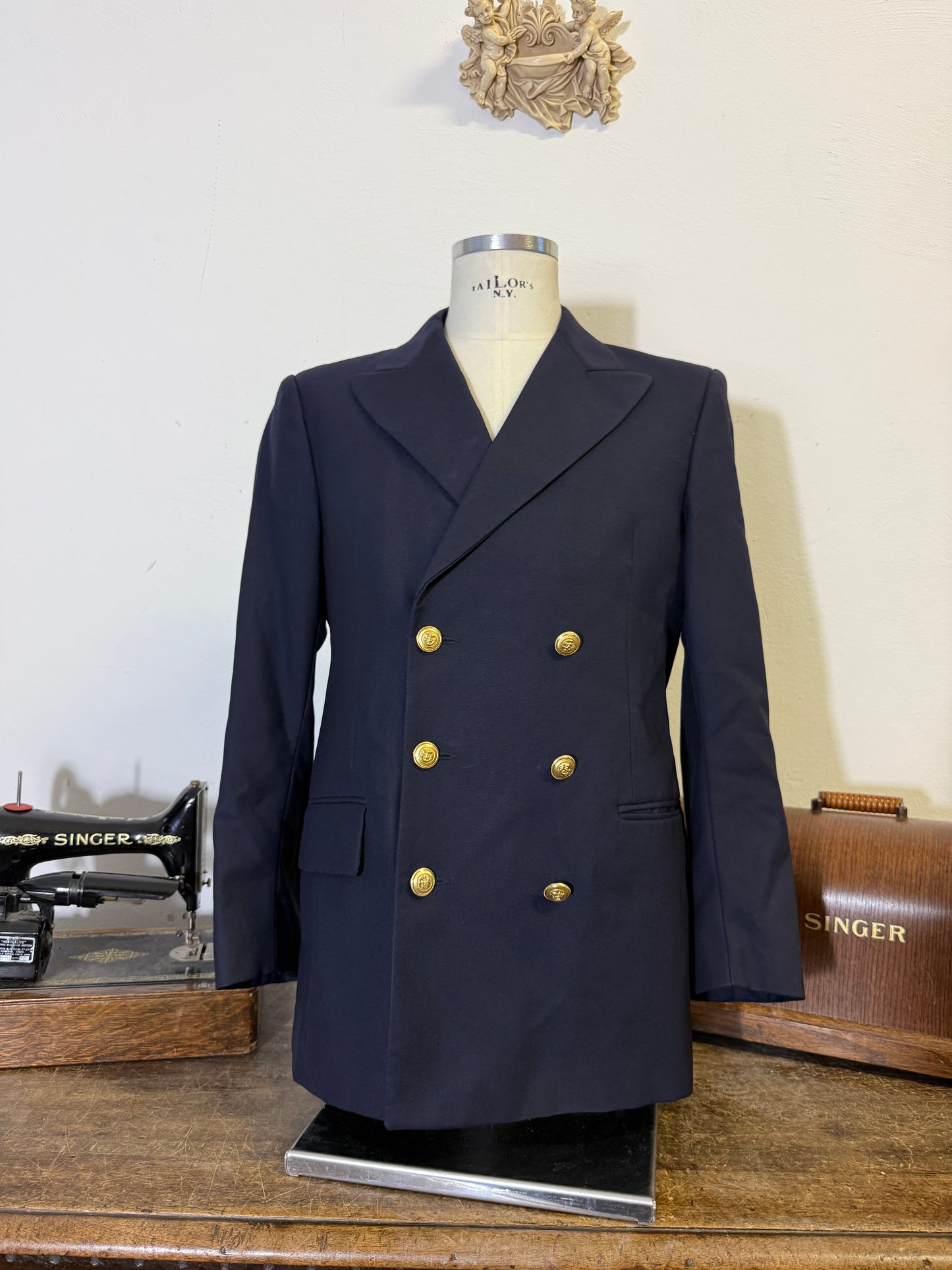 Vintage 00’s Italian Navy Double Breasted Jacket “L”