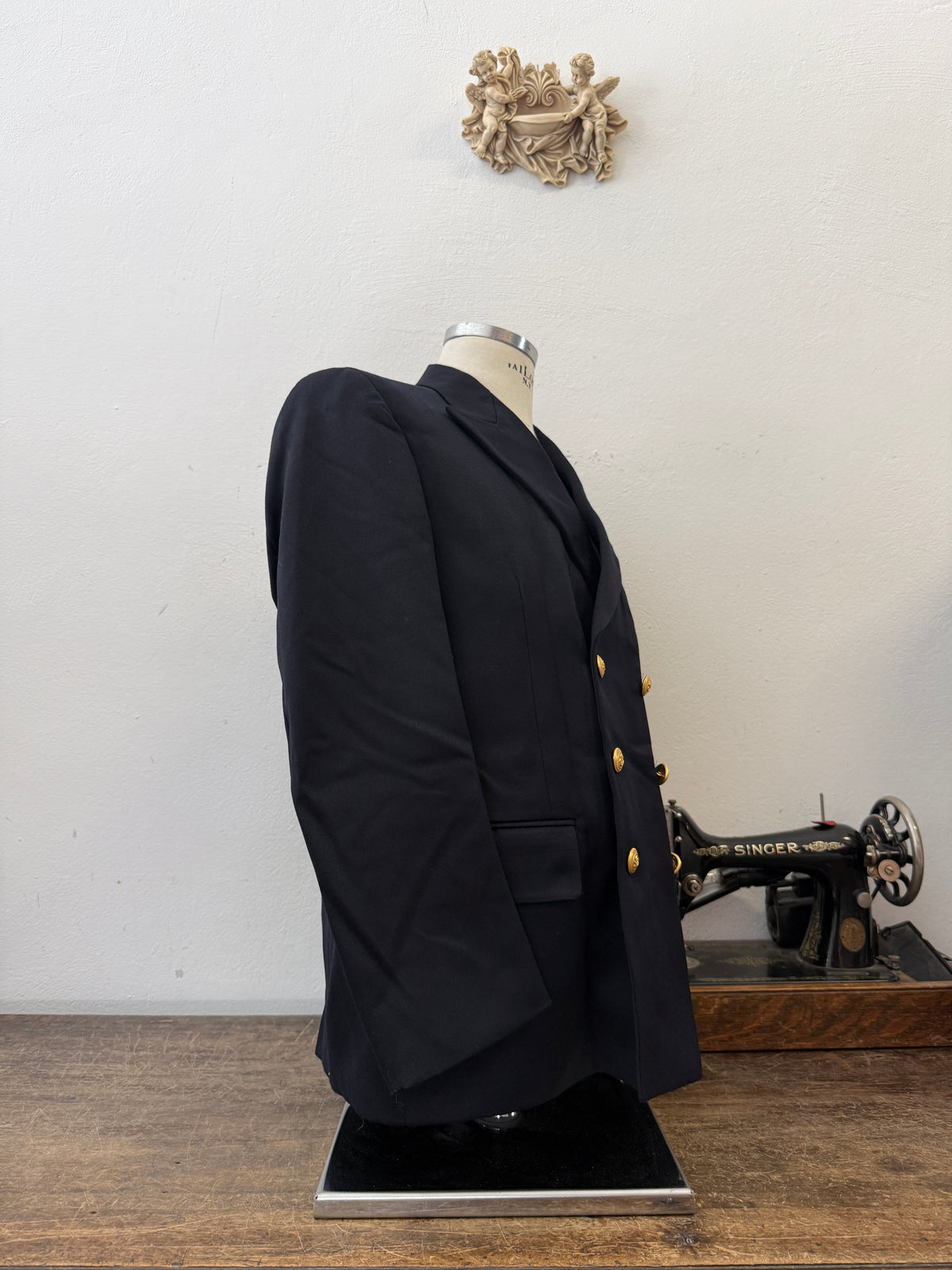 Vintage Italian Navy Double Breasted Jacket “M”