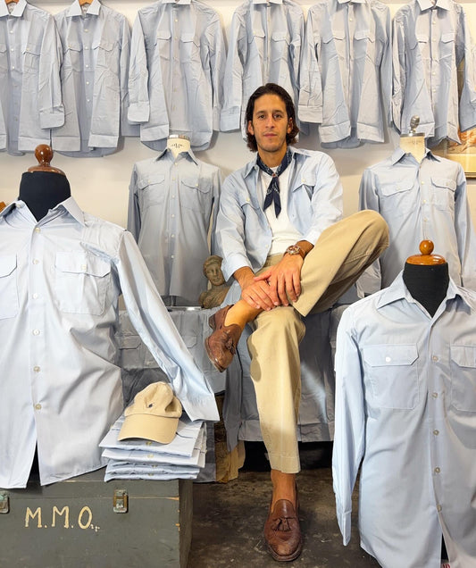 Vintage 70’s German Blue Long Sleeve Service Shirt “XS/S, S/M”