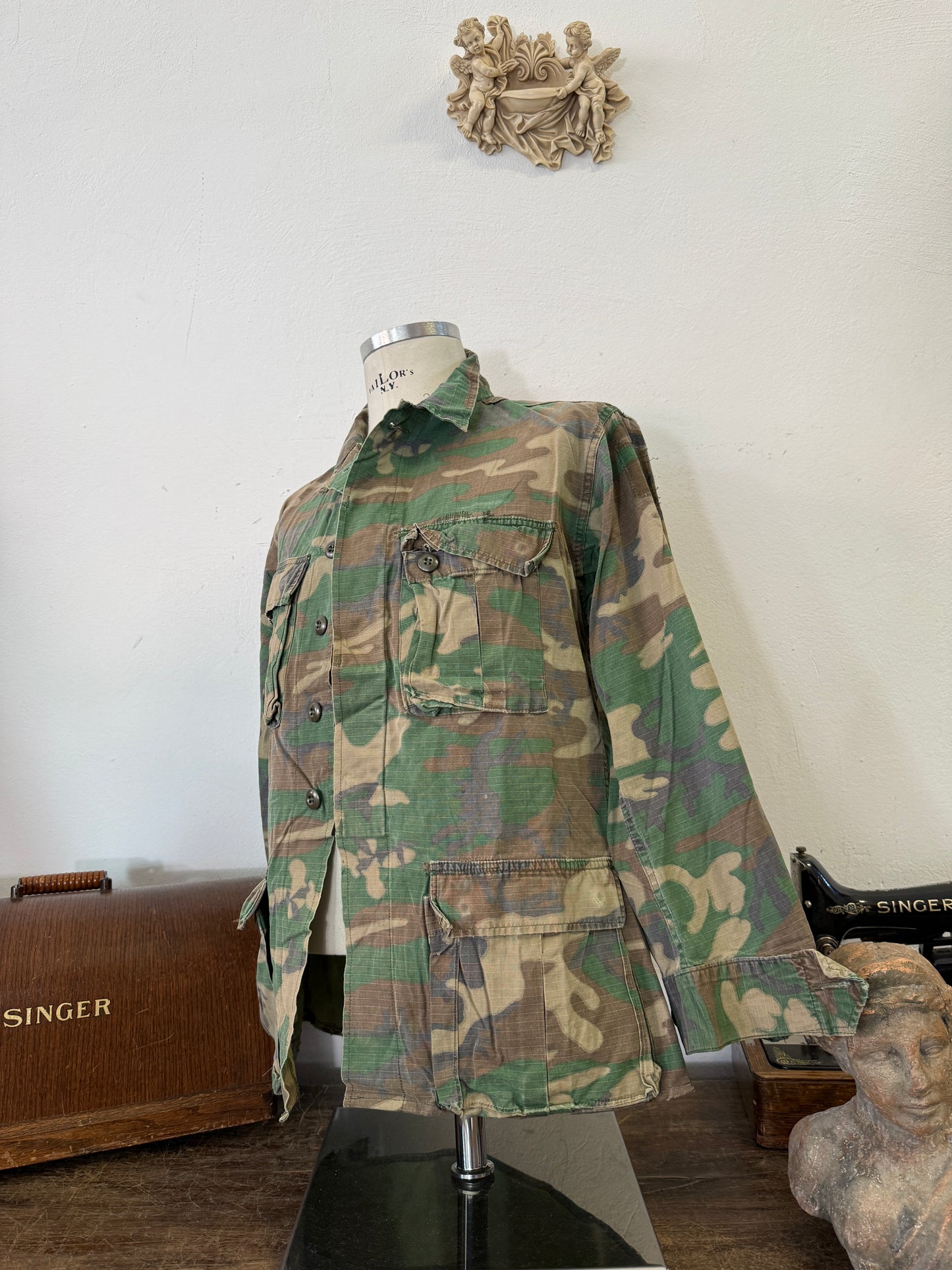 Vintage 1970-80s ERDL Camouflage Pattern Hot Weather Jacket Ripstop “S”