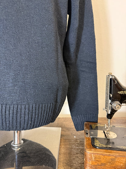 Classic Aran Sweater in Navy Wool
