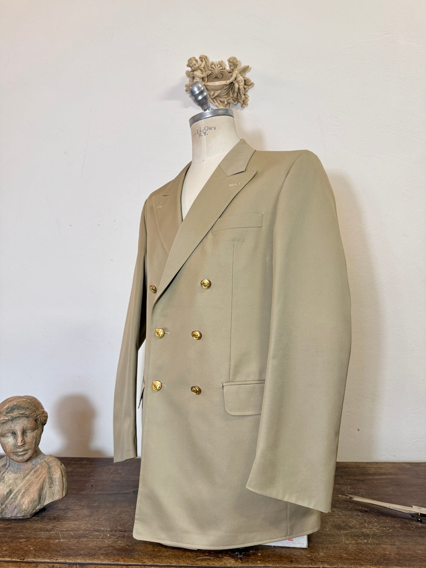 Vintage German Navy Double Breasted Jacket “XL”