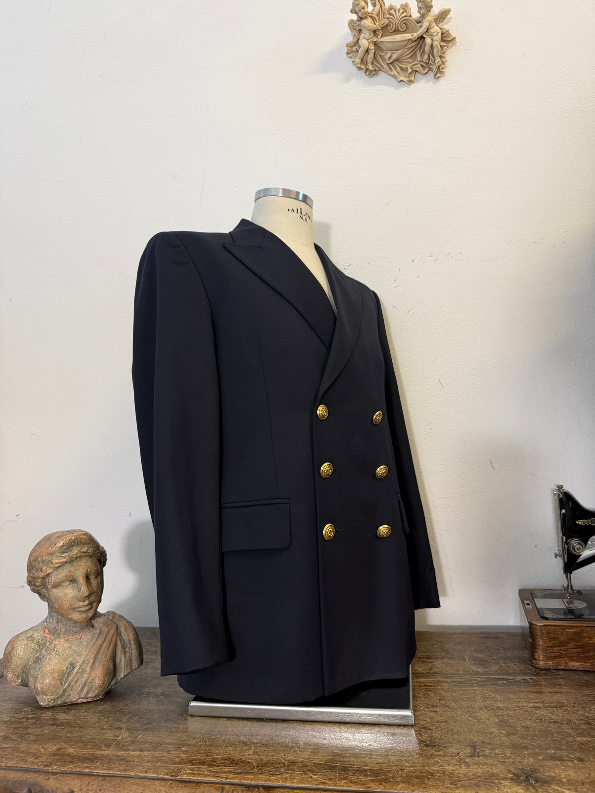 Vintage Italian Navy Double Breasted Jacket “L”