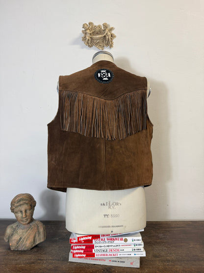 Vintage Western Suede Fringe Vest with Conchos “L/XL”