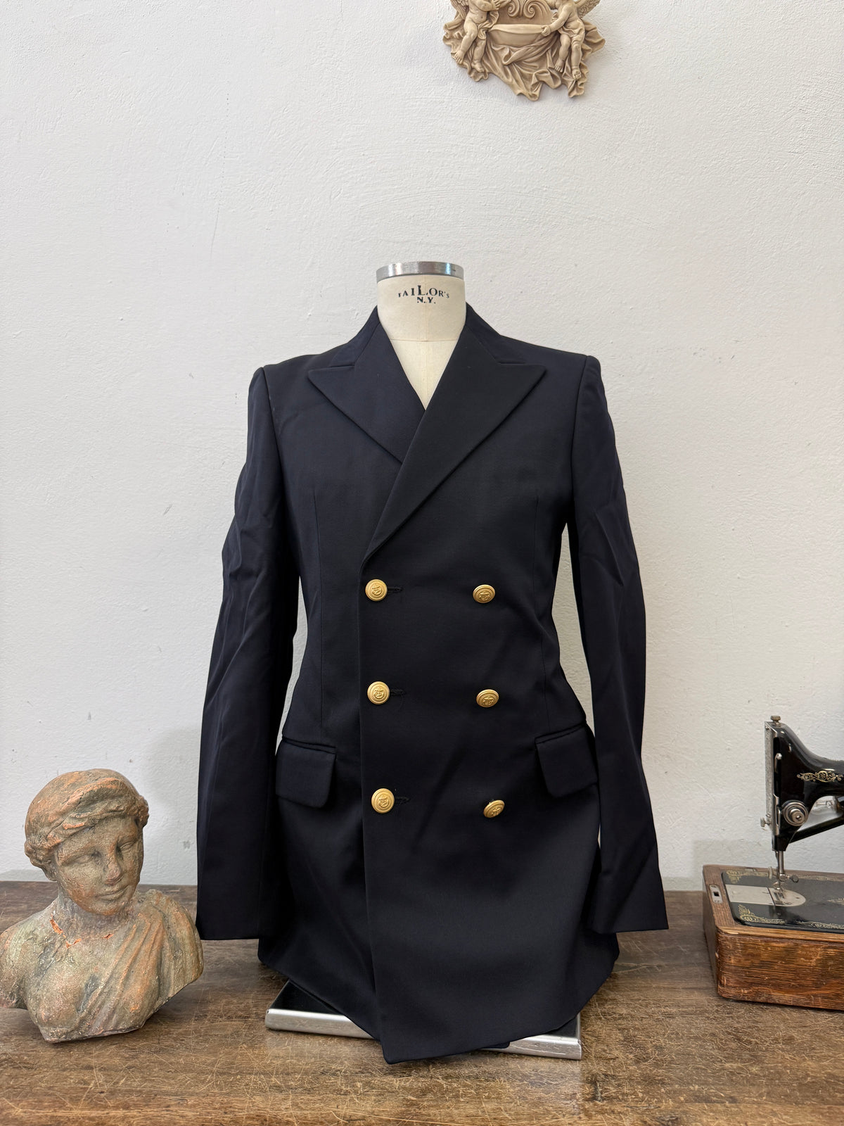 Vintage Italian Navy Double Breasted Jacket “M”
