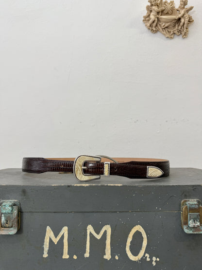 Dark Brown Teju Lizard Belt – Matthew