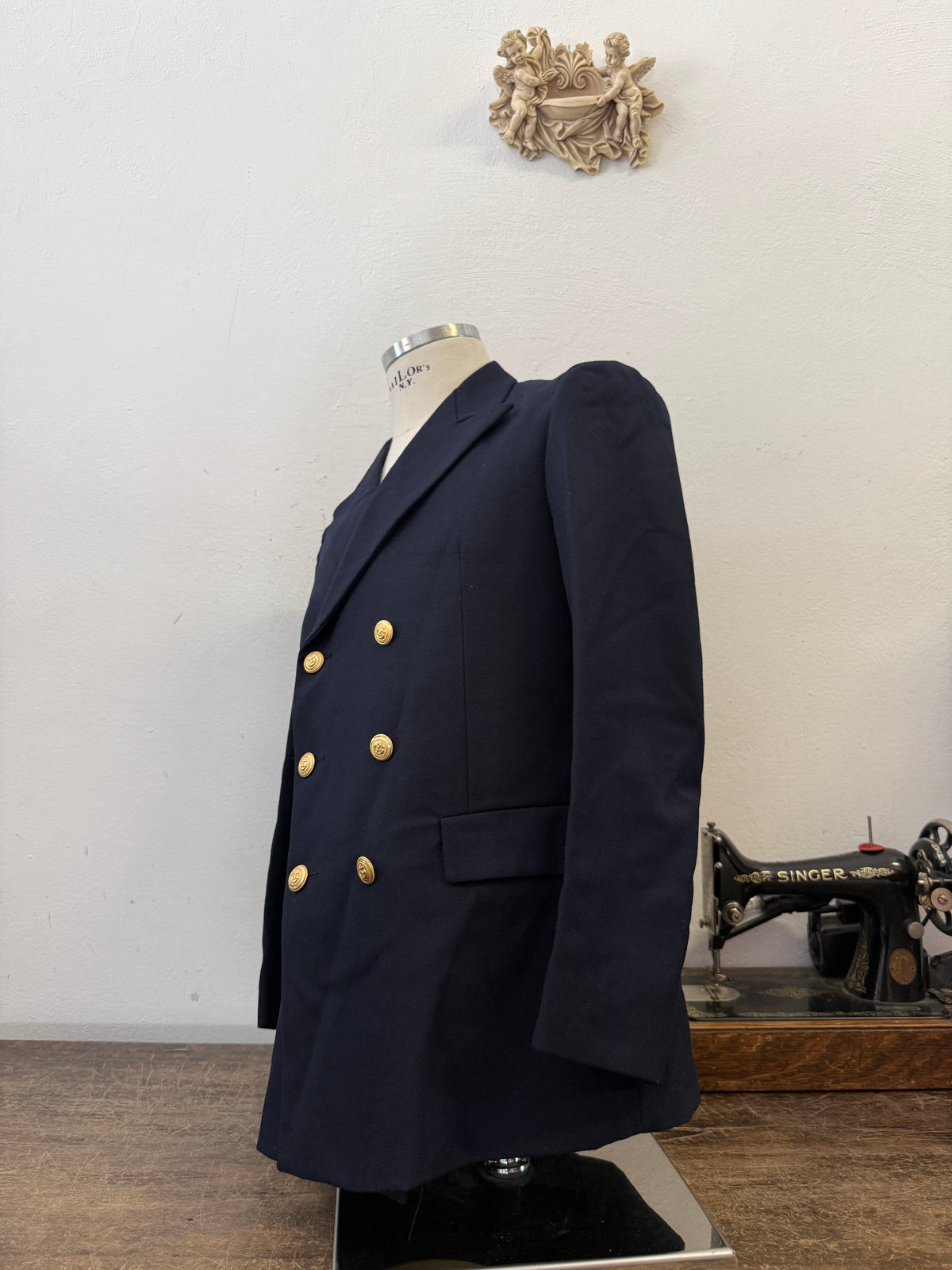 Vintage Italian Navy Double Breasted Jacket “S/M”