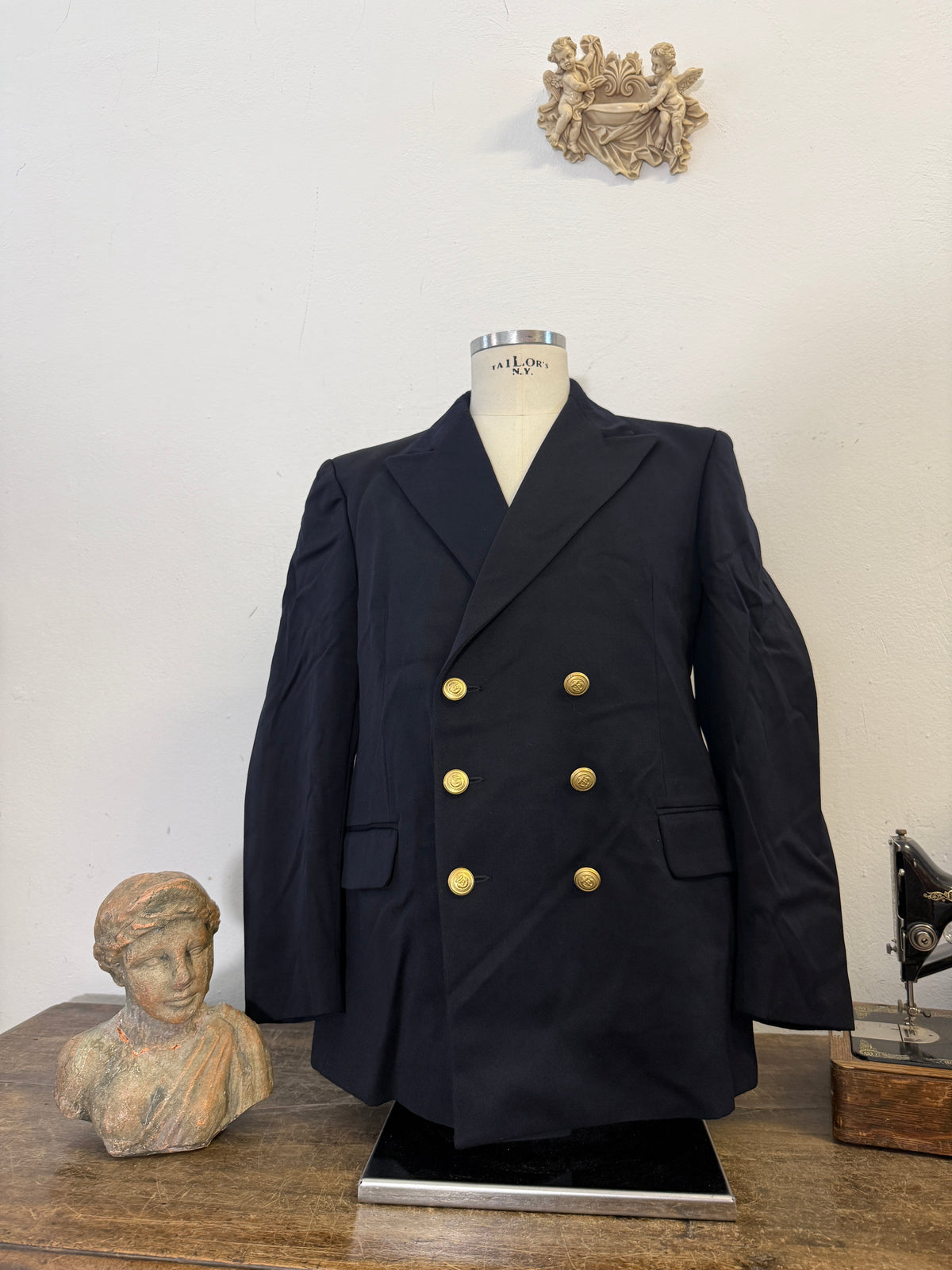 Vintage Italian Navy Double Breasted Jacket “L”