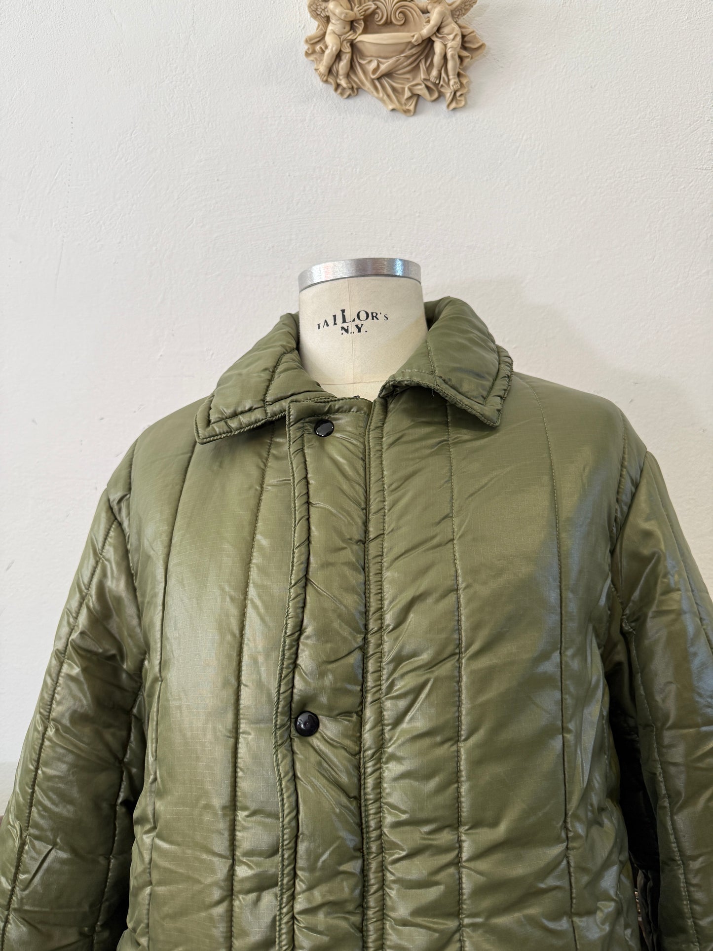 Olive Green Padded Jacket With Collar “XL”