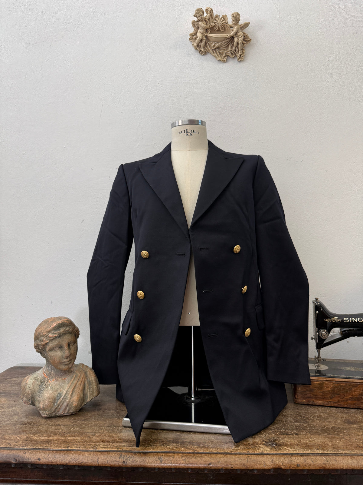 Vintage Italian Navy Double Breasted Jacket “M”