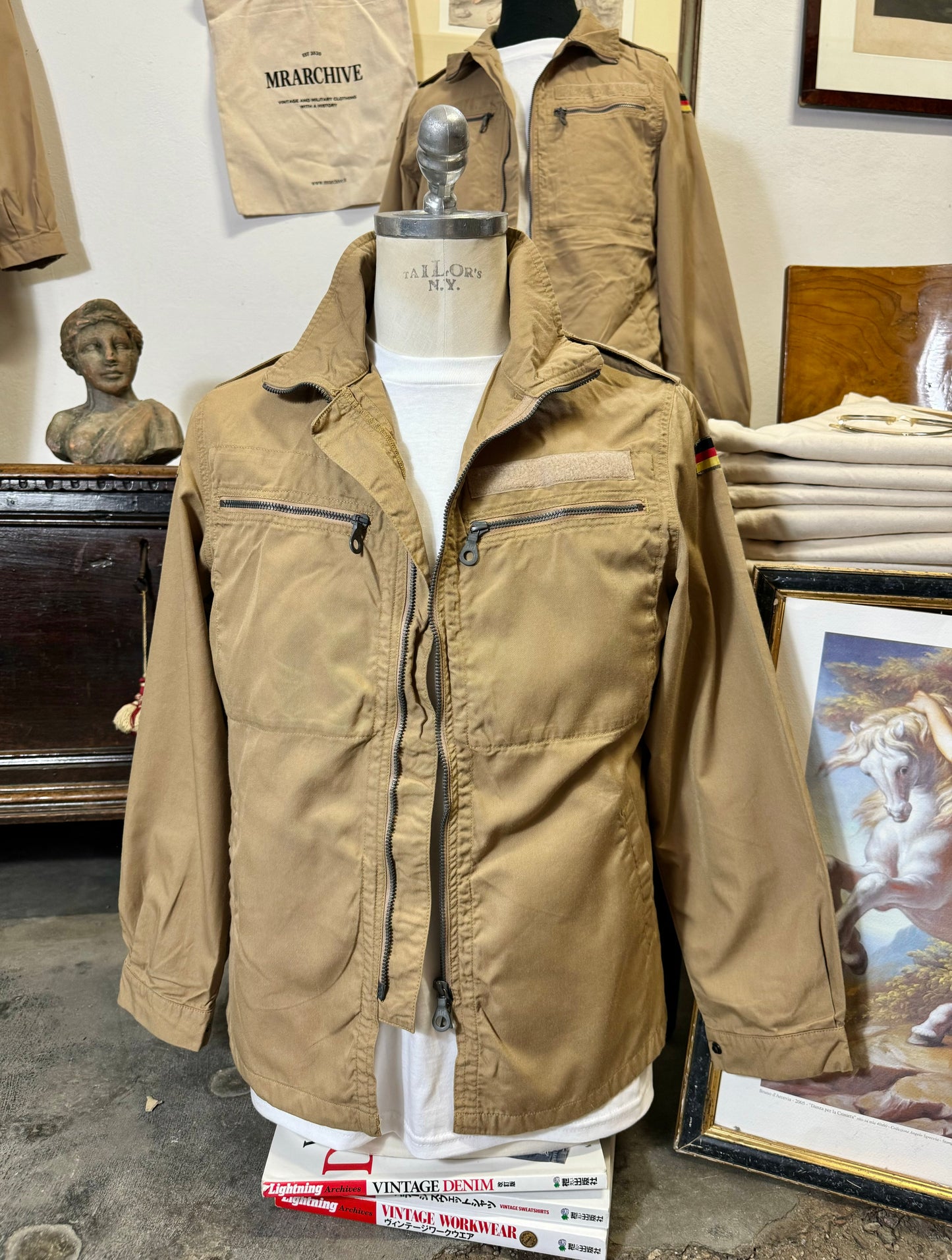 Vintage German Army Jacket With Zip Riri
