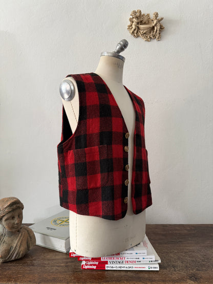 Vintage Buffalo Check Wool Vest “M/L”