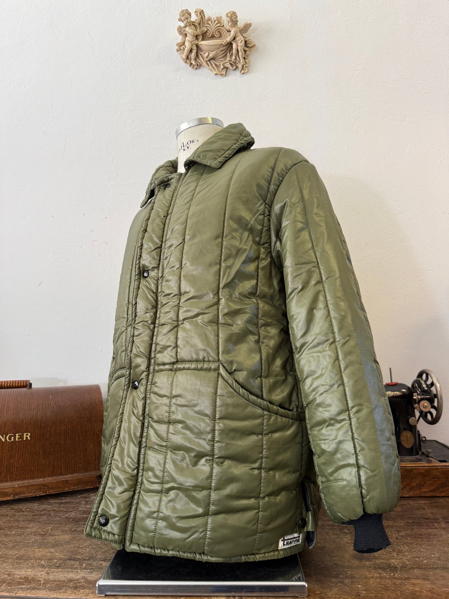 Olive Green Padded Jacket With Collar “XL”