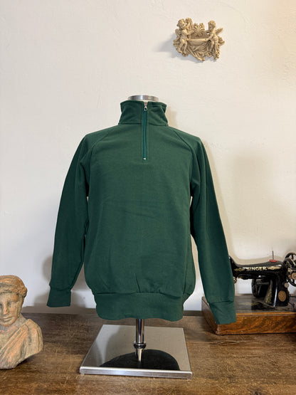 Raglan Green Half Zip Sweatshirt - Made in Italy