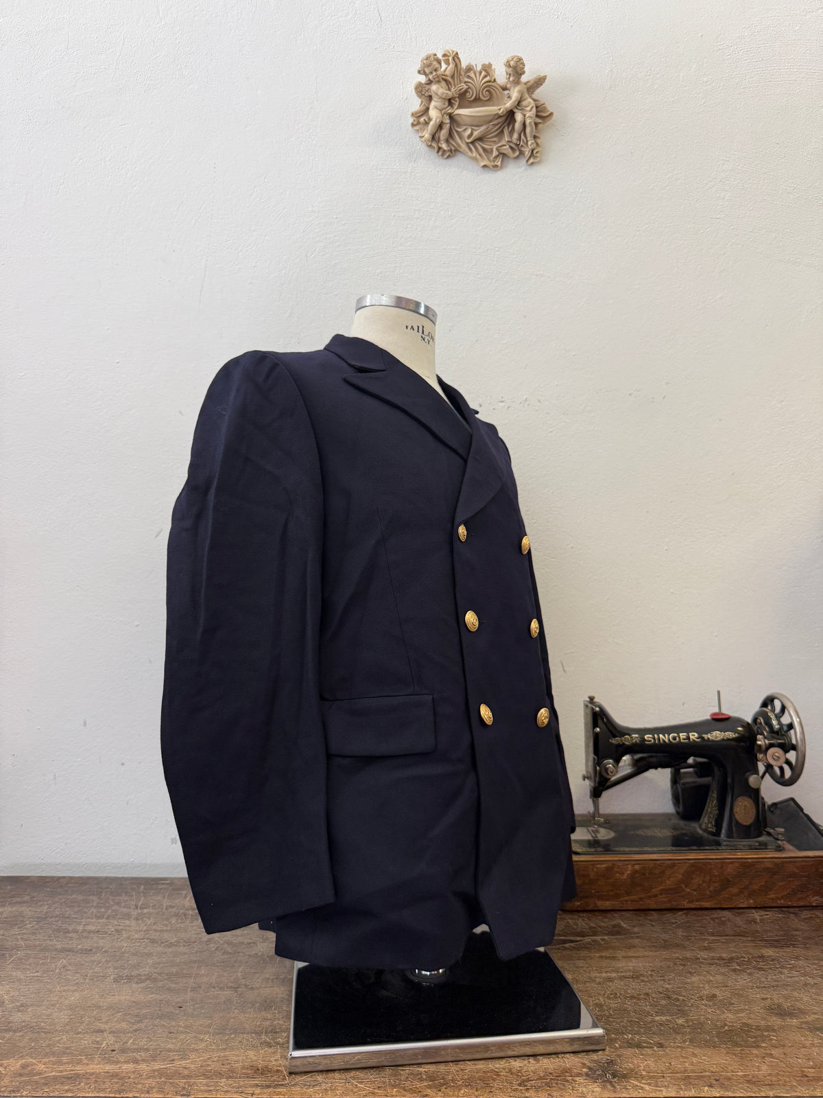 Vintage Italian Navy Double Breasted Jacket “M”