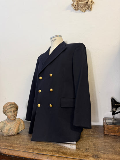 Vintage Italian Navy Double Breasted Jacket “L”