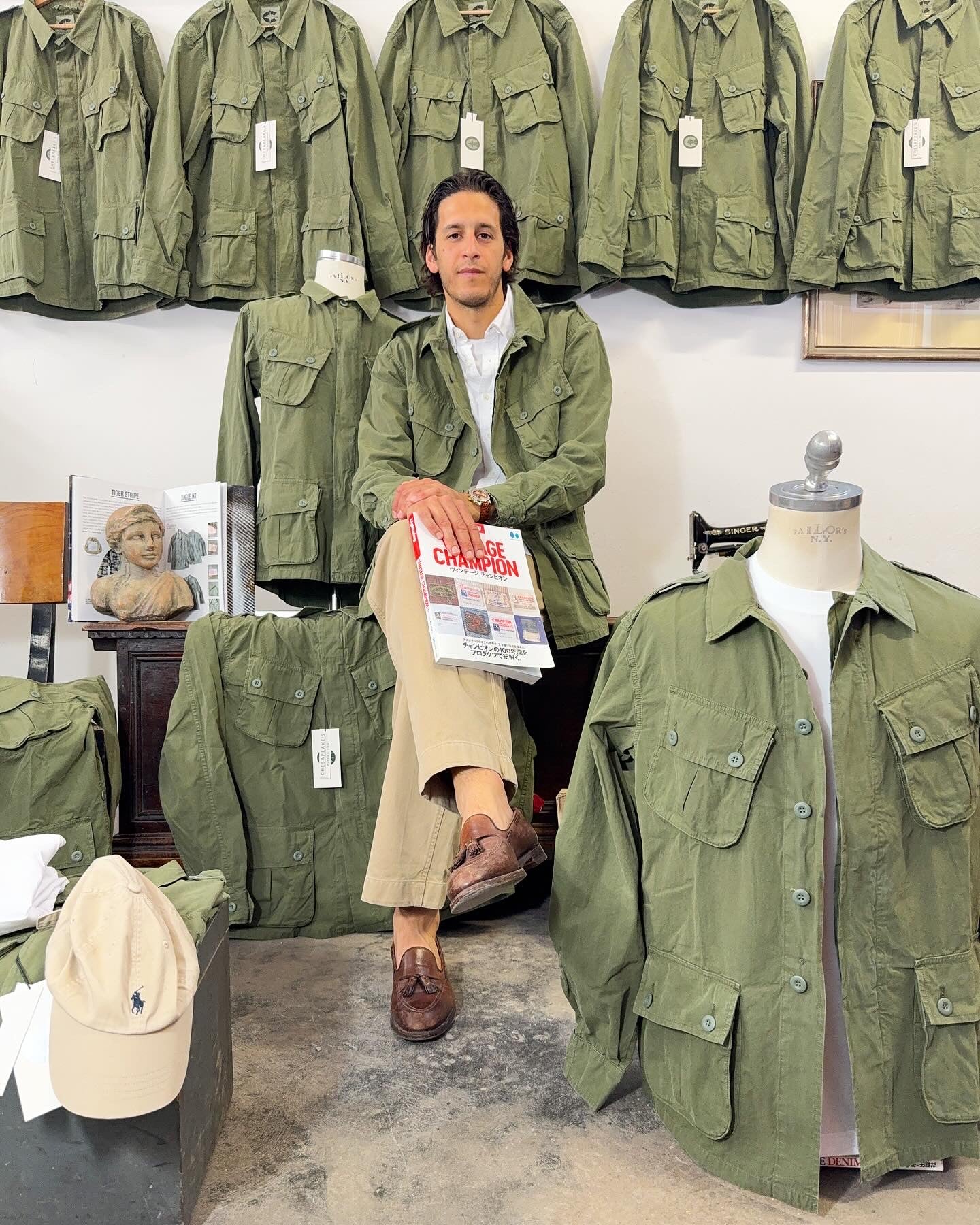 Jungle Jacket Popeline First Pattern Military Green - Chesapeake’s
