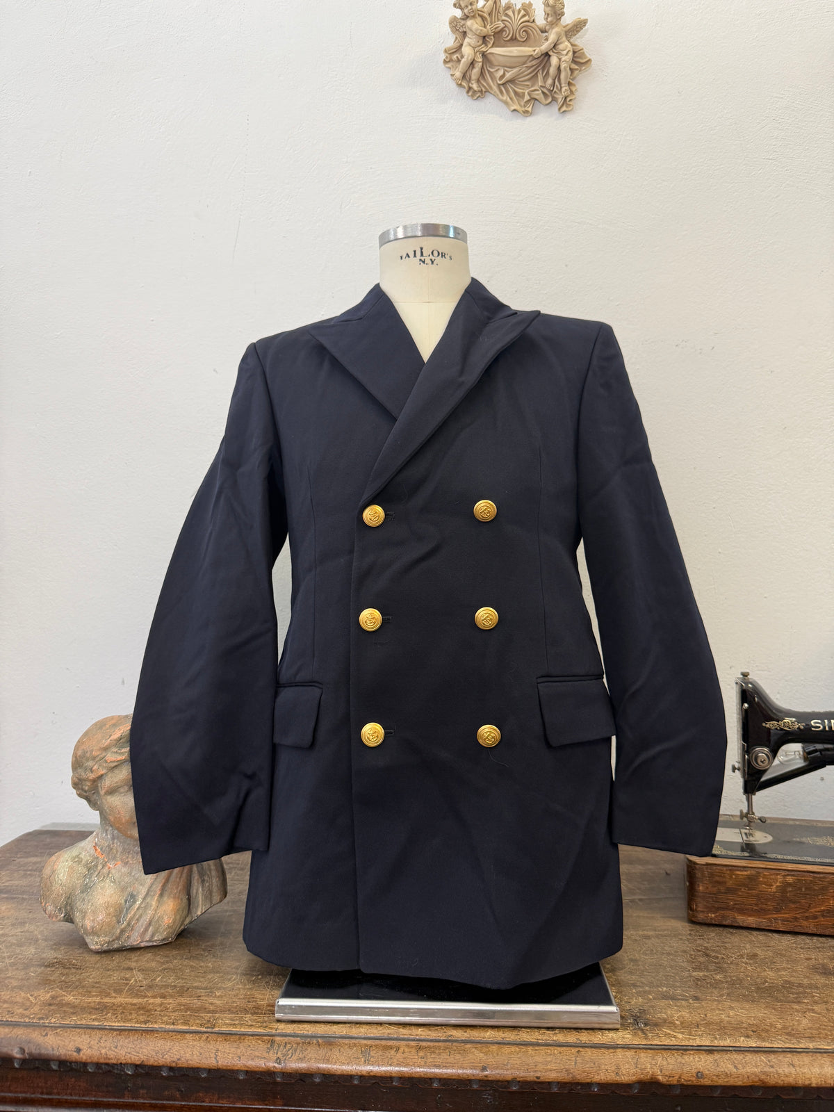 Vintage Italian Navy Double Breasted Jacket “L”