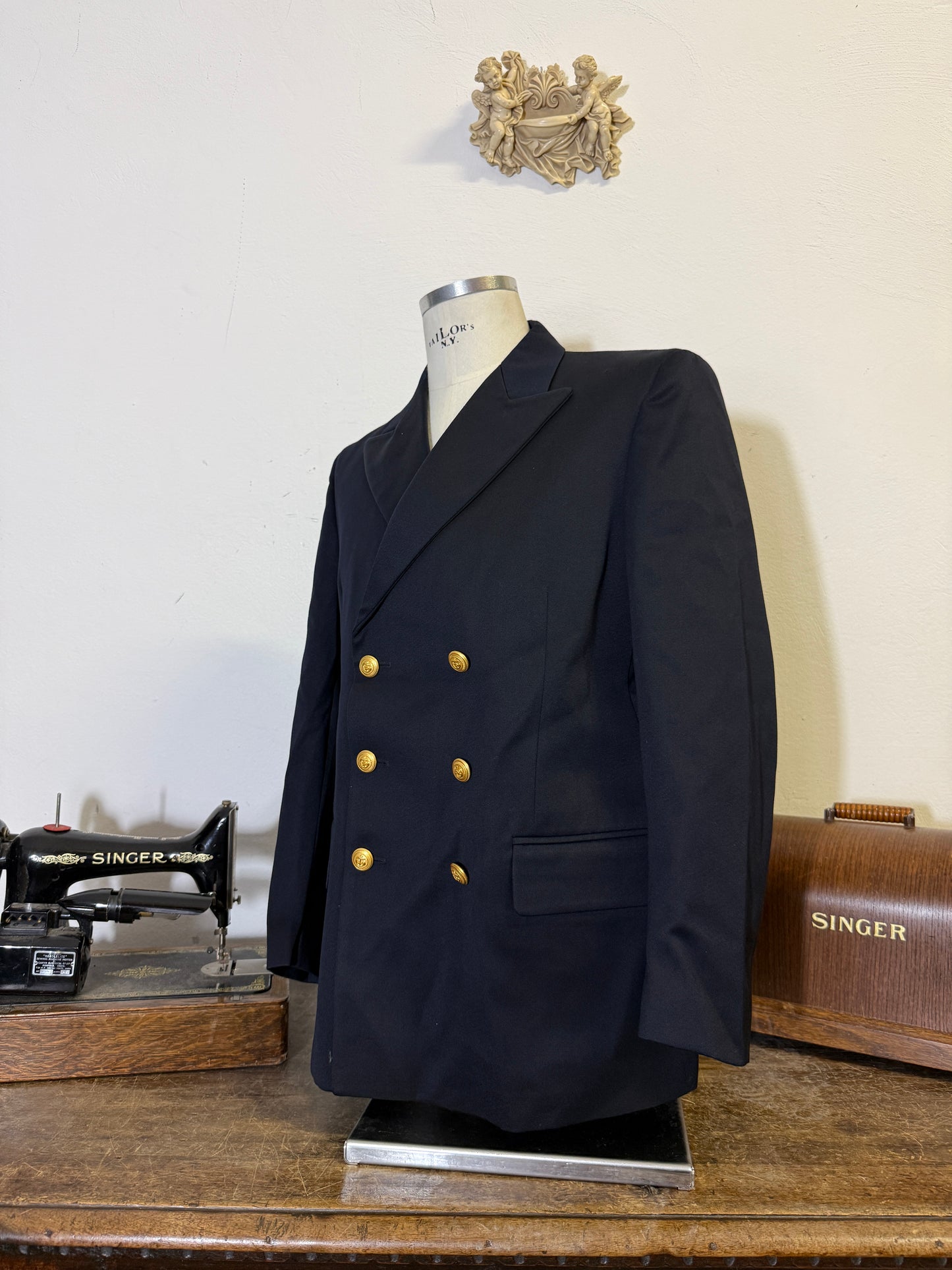 Vintage 00’s Italian Navy Double Breasted Jacket “L”