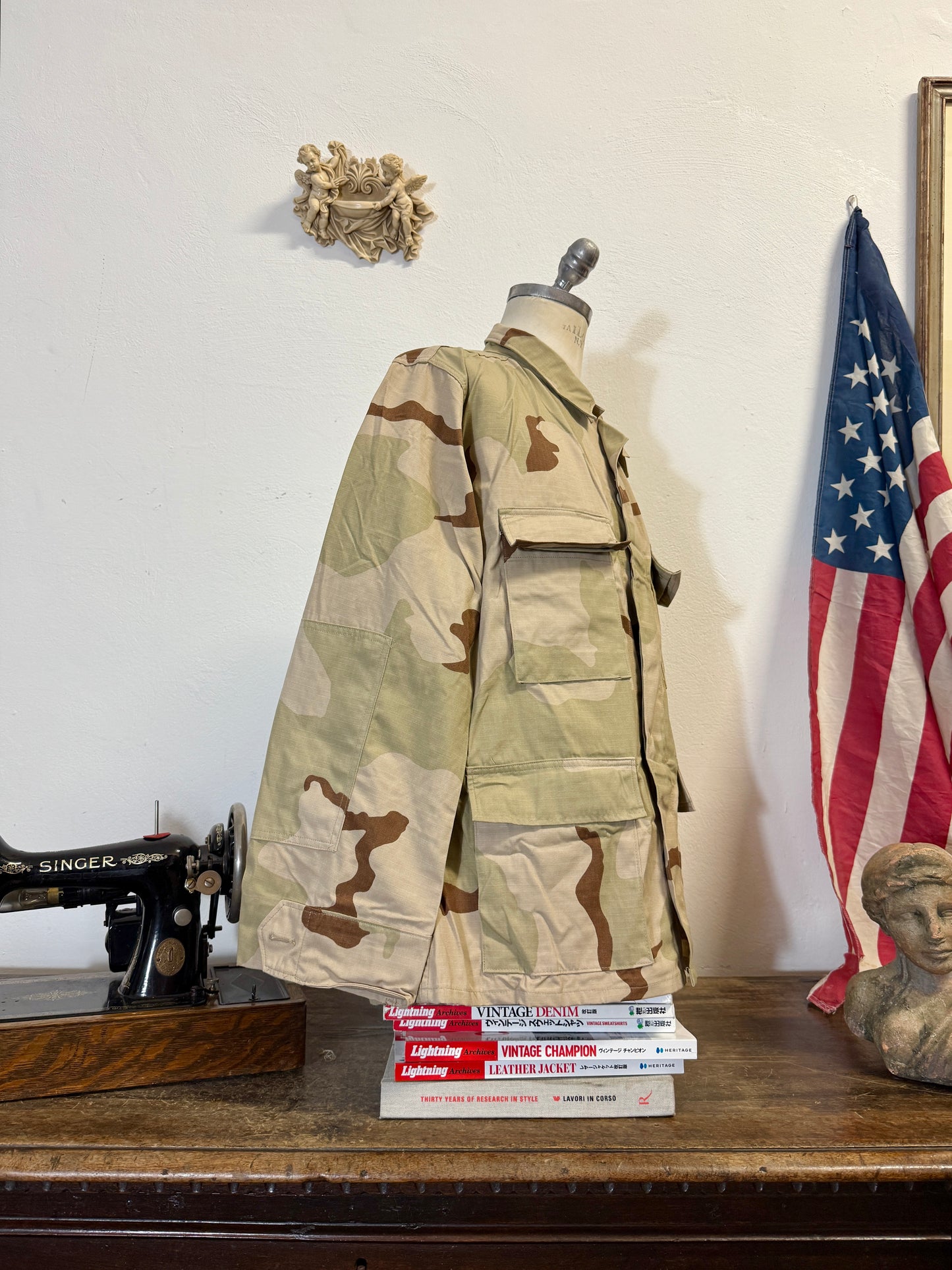 Deadstock BDU Camo Jacket Rip Stop US Army –  Faded “L/XL”