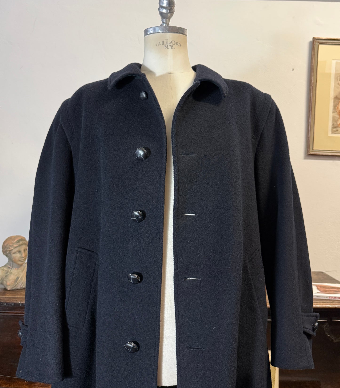 Vintage 90’s Loden Coat - Blue Navy “XL”