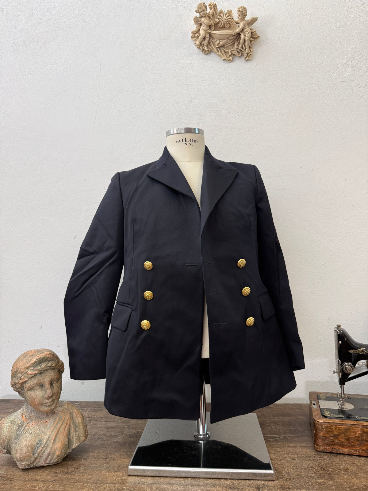 Vintage Italian Navy Double Breasted Jacket “XS”