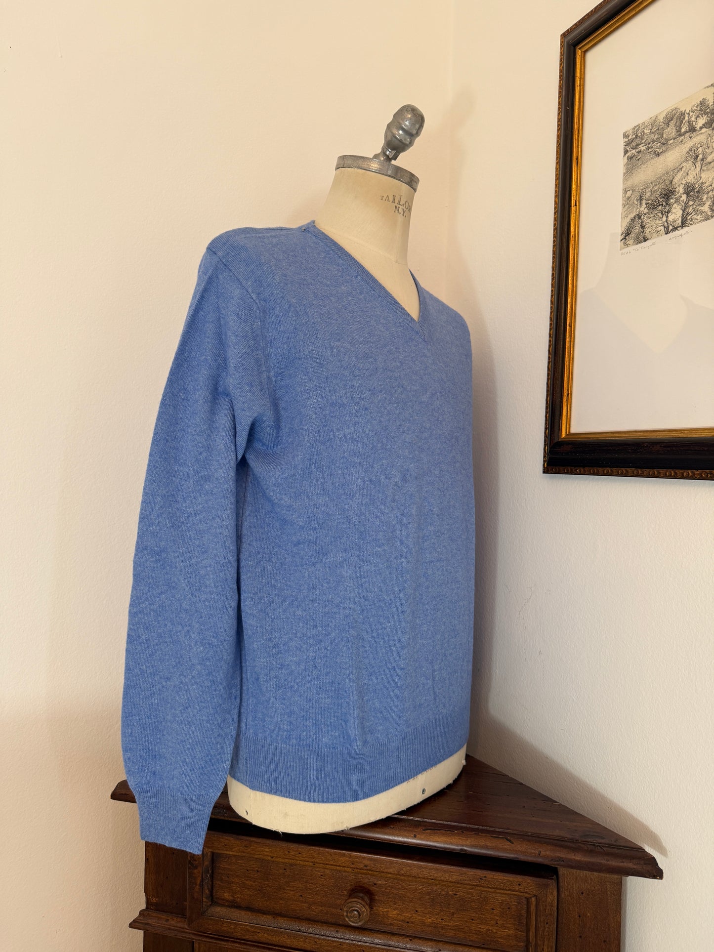Essential Sky Blue V-Neck Sweater - Made in Italy