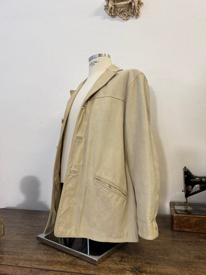 Vintage Cream Leather Jacket “L”