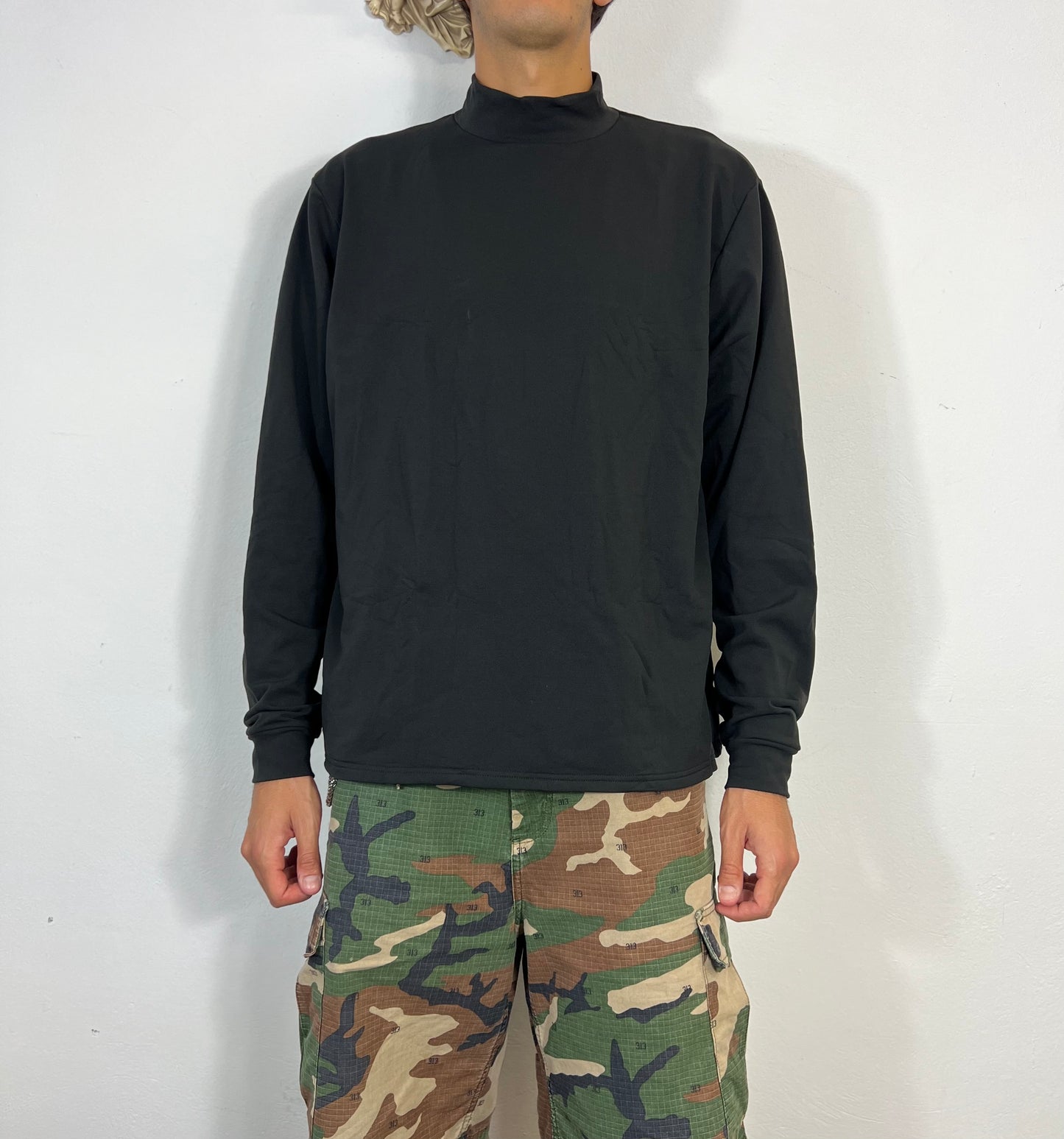 Deadstock Jersey Mock Turtleneck Fabriqué aux États-Unis « XL »