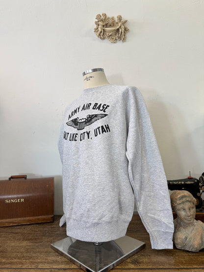 Army Air Base Salt Lake City Utah Raglan Grey Sweatshirt - Mister Archive®