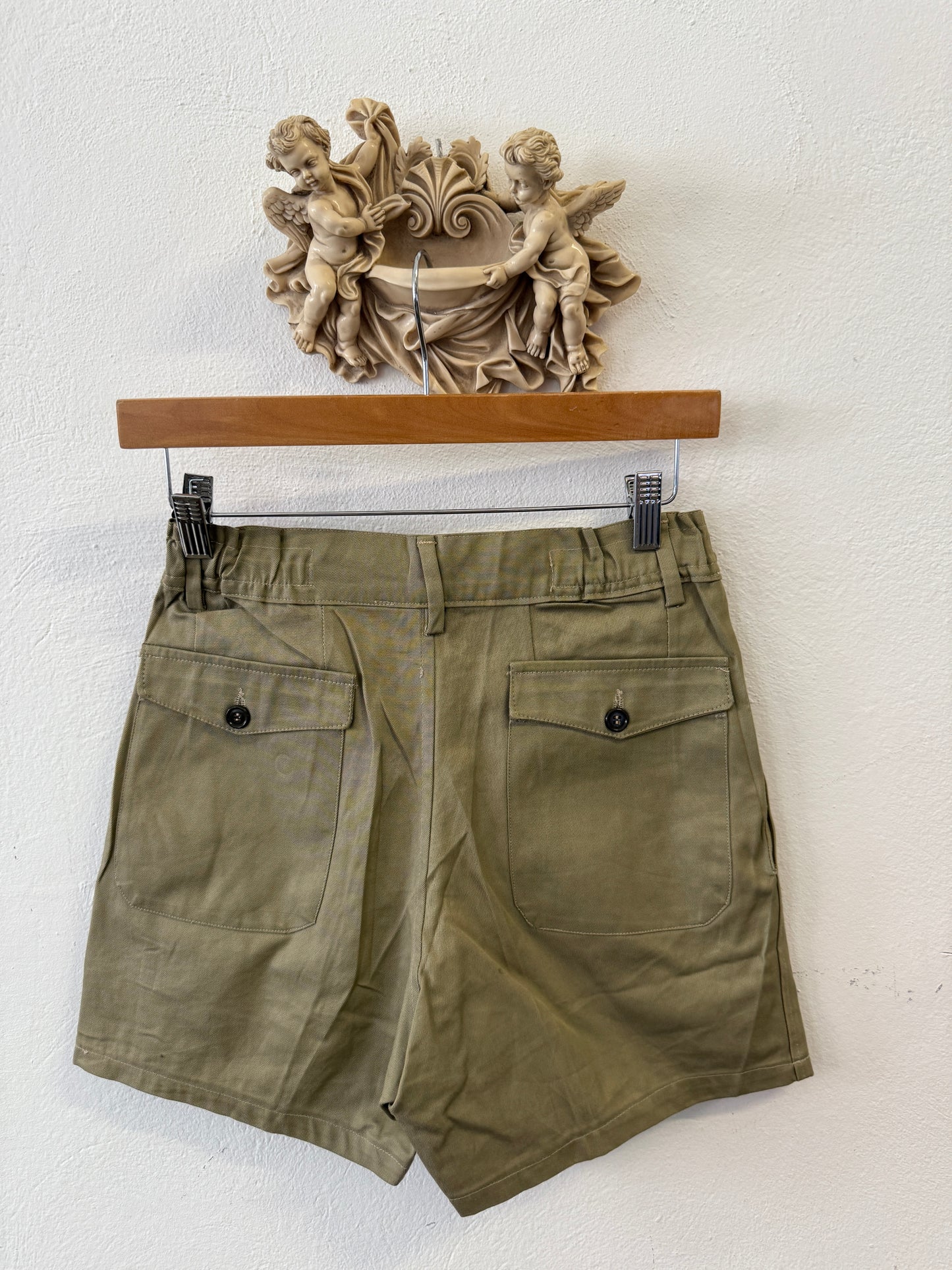 Vintage Italian Army Bermuda Shorts with Buttons 76  cm